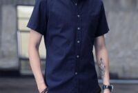 Mens short sleeve button up dress shirt