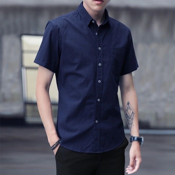 Mens short sleeve button up dress shirt