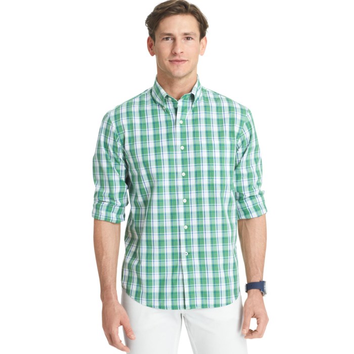 Mens green plaid dress shirt